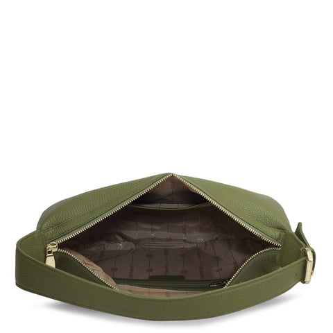 Medium Wax Leather Hobo Bag - Fern