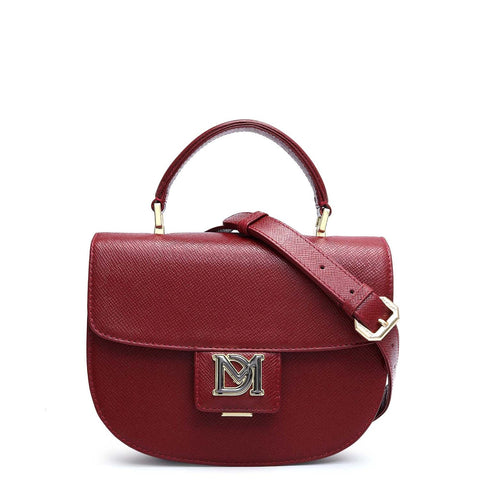 Small Franzy Leather Satchel - Cherry