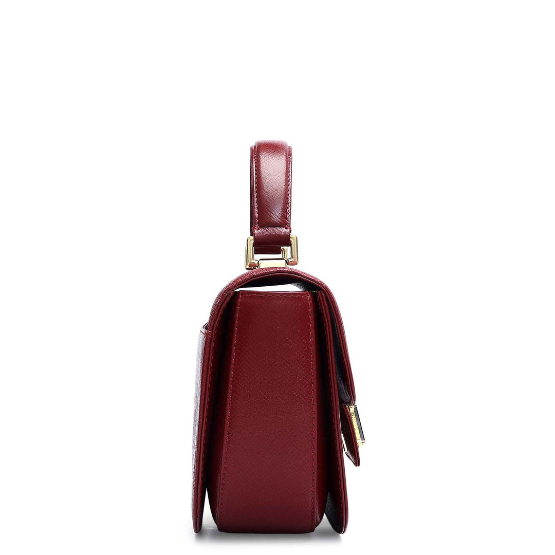 Small Franzy Leather Satchel - Cherry