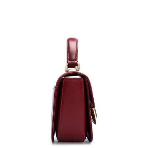 Small Franzy Leather Satchel - Cherry