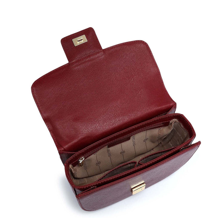 Small Franzy Leather Satchel - Cherry