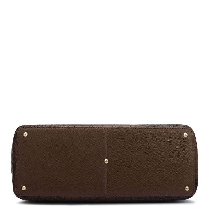 Medium Croco Franzy Leather Satchel - Date