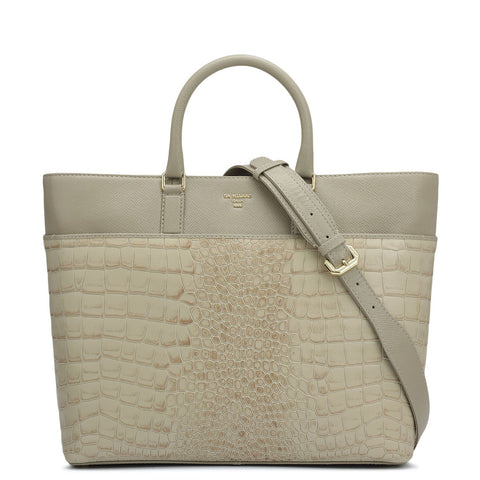 Medium Croco Franzy Leather Satchel - Frost