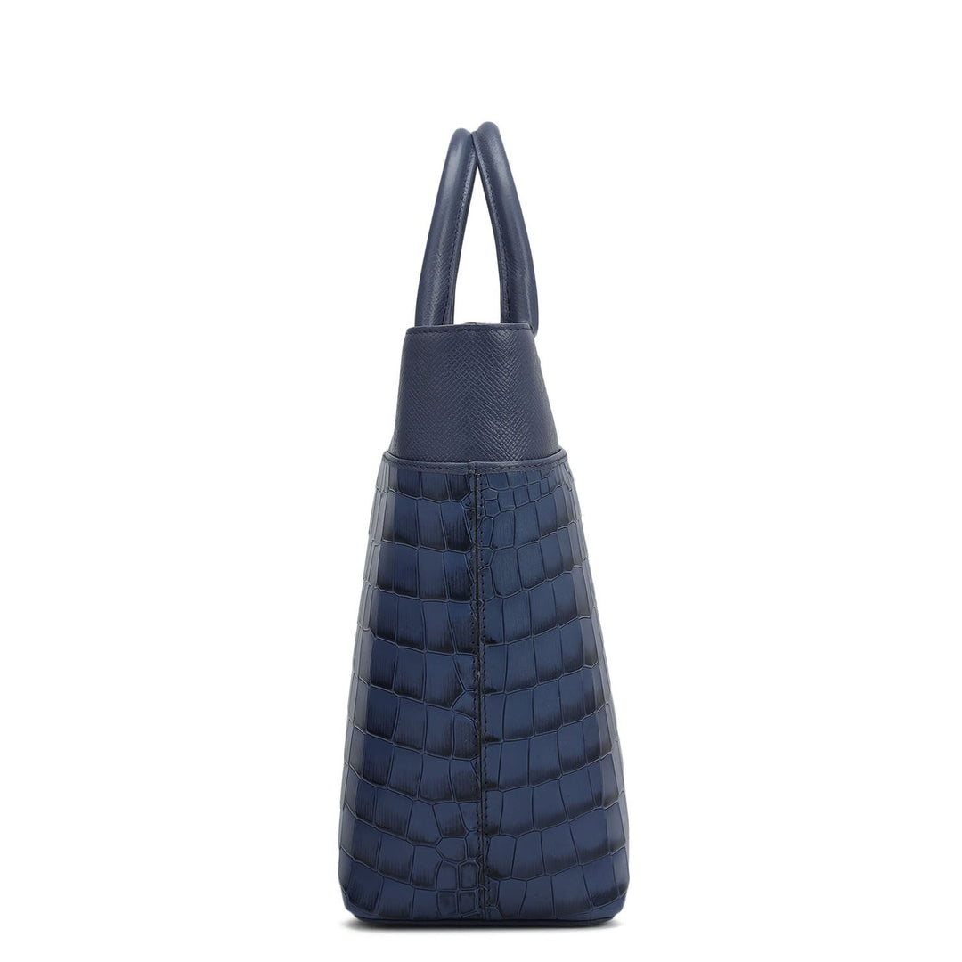 Medium Croco Franzy Leather Satchel - Stardust