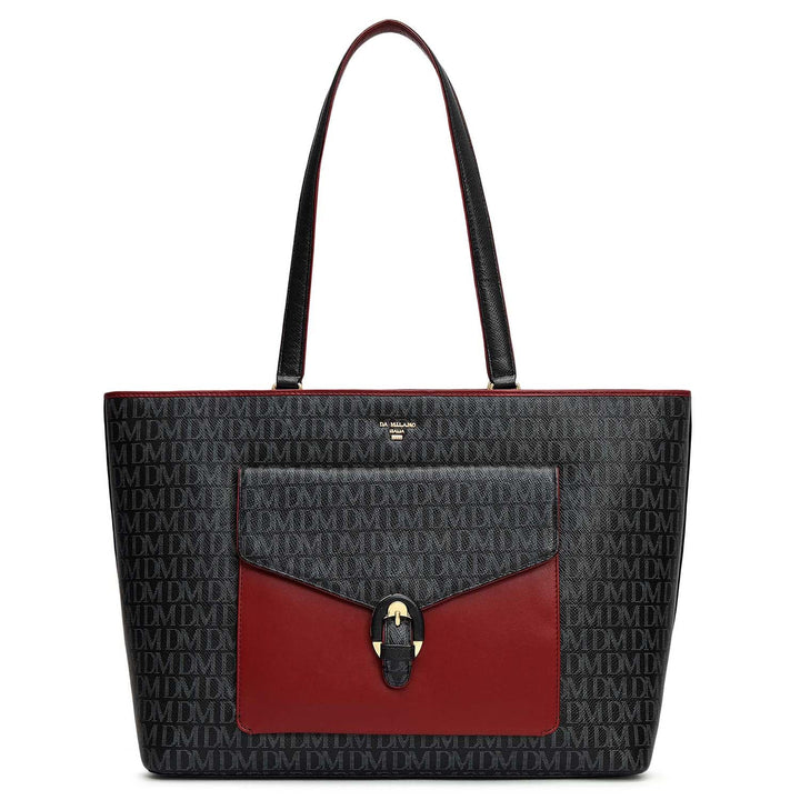 Large Monogram Leather Tote - Black