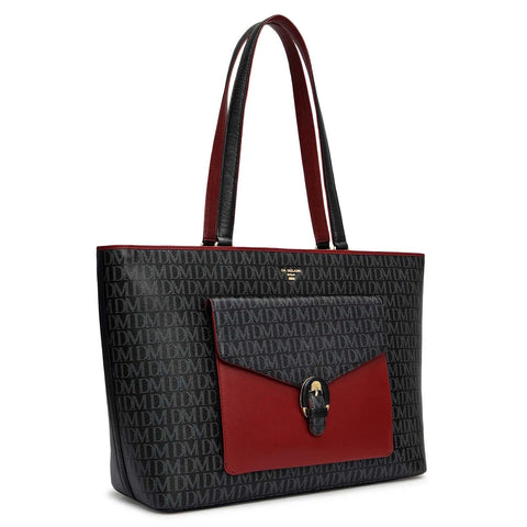 Large Monogram Leather Tote - Black