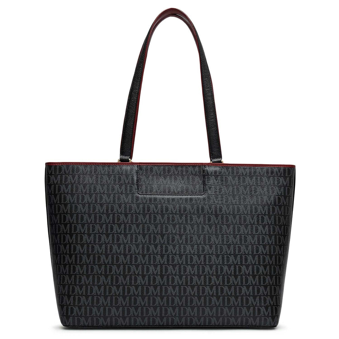 Large Monogram Leather Tote - Black
