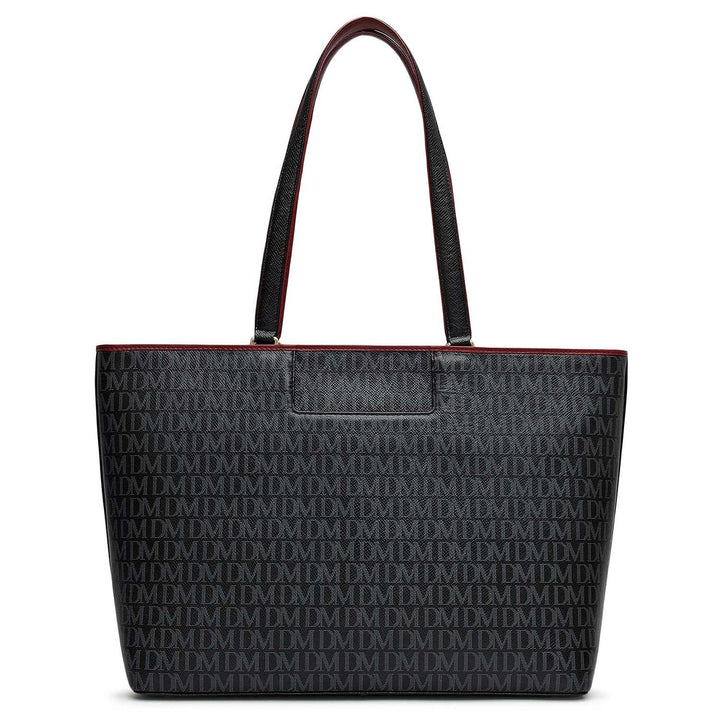 Large Monogram Leather Tote - Black