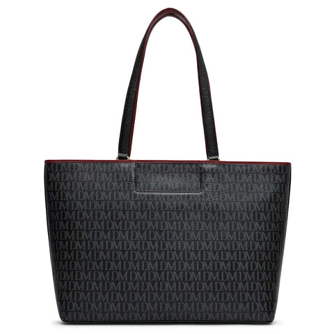 Large Monogram Leather Tote - Black