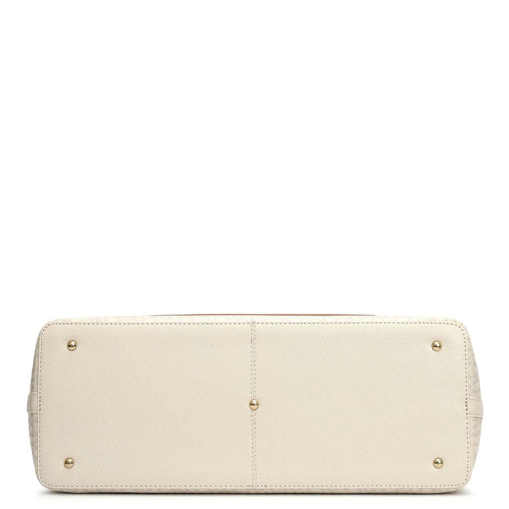 Large Monogram Leather Tote - Marshmallow