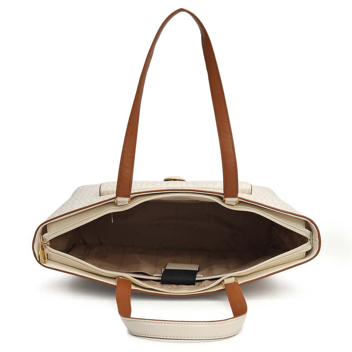 Large Monogram Leather Tote - Marshmallow