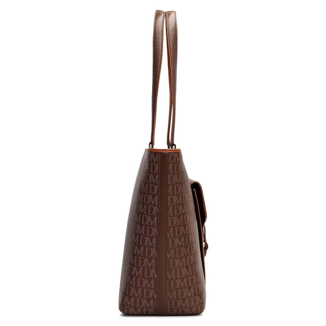 Large Monogram Leather Tote - Walnut