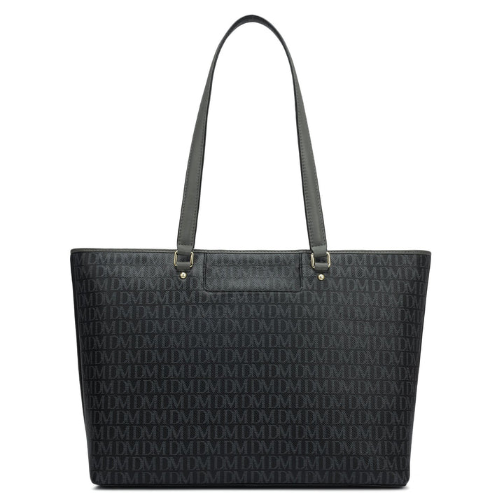 Large Monogram Plain Leather Tote - Black