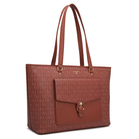 Large Monogram Franzy Leather Tote - Brick