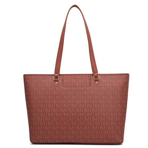 Large Monogram Franzy Leather Tote - Brick