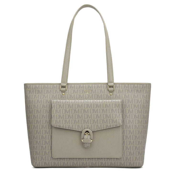Large Monogram Franzy Leather Tote - Chalk