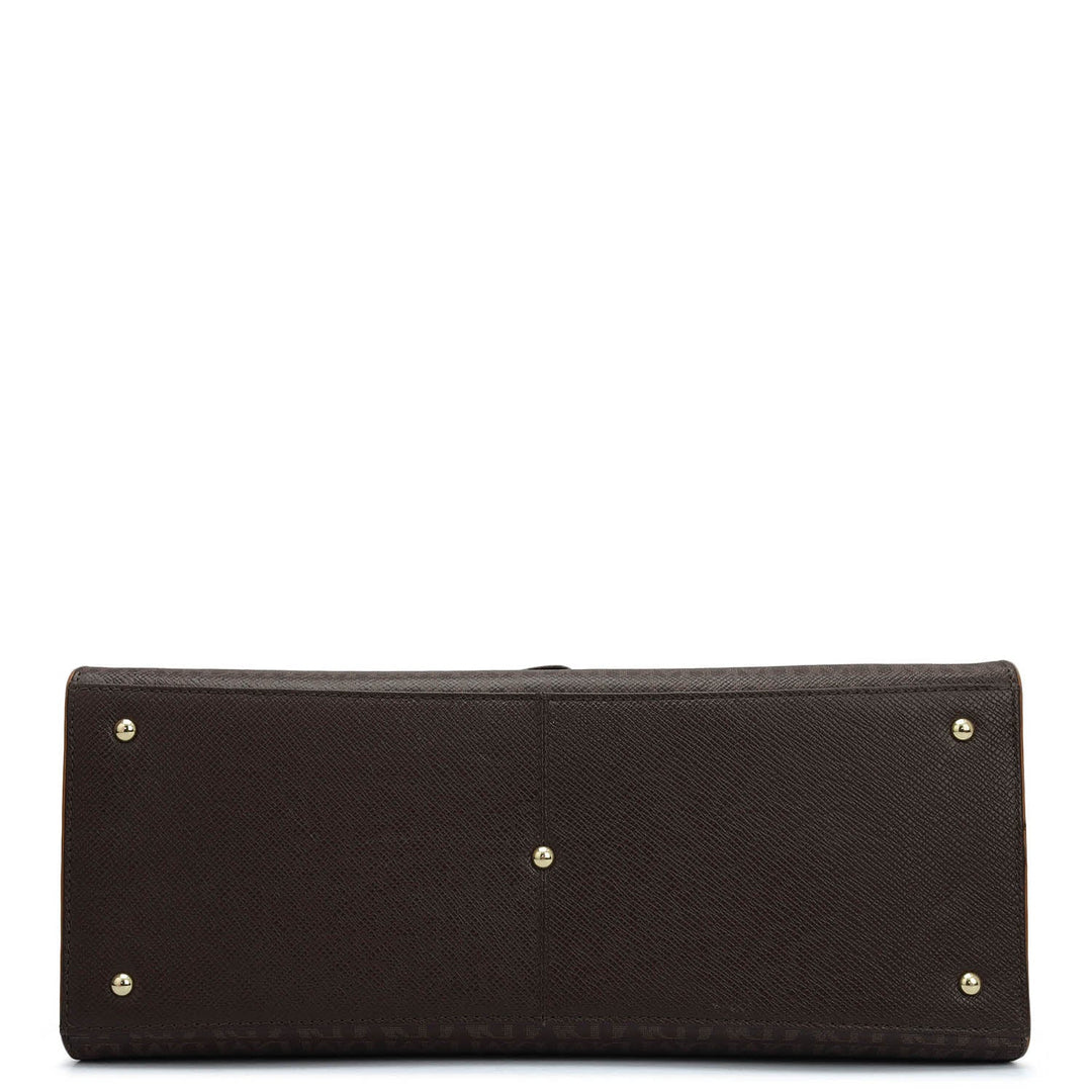 Medium Monogram Plain Leather Satchel - Chocolate
