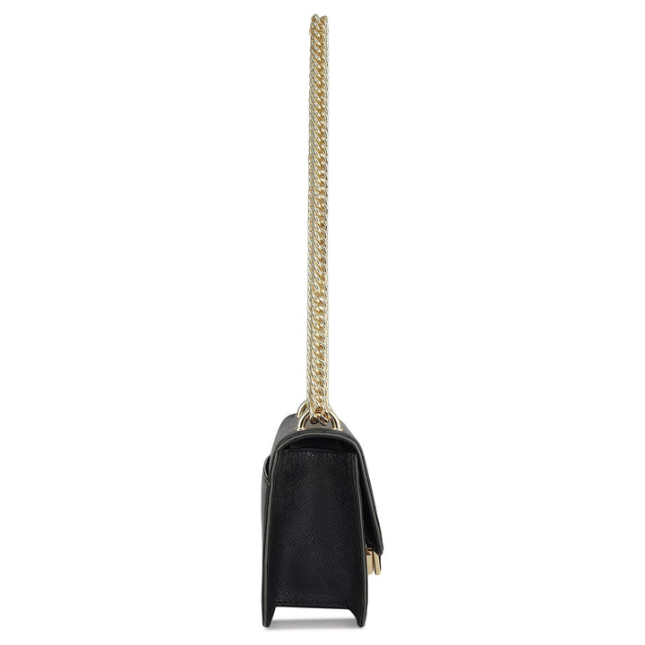 Small Monogram Leather Shoulder Bag - Black