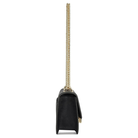 Small Monogram Leather Shoulder Bag - Black