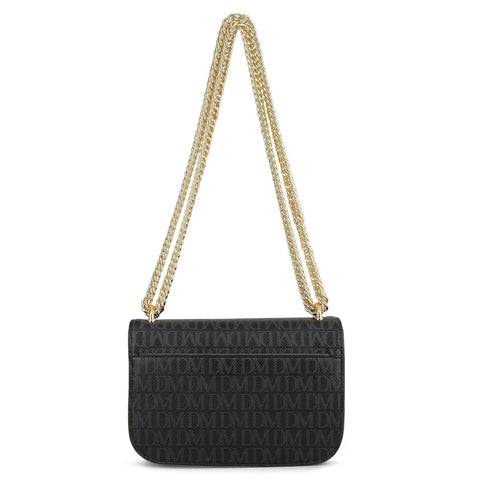 Small Monogram Leather Shoulder Bag - Black