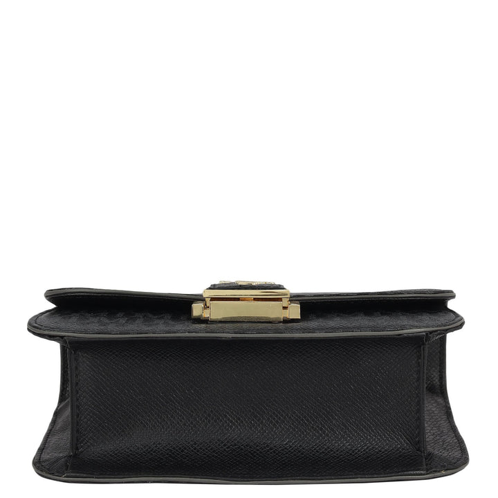 Small Monogram Leather Shoulder Bag - Black