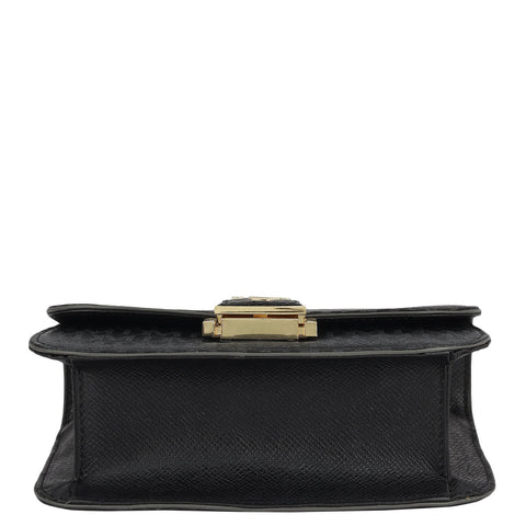 Small Monogram Leather Shoulder Bag - Black
