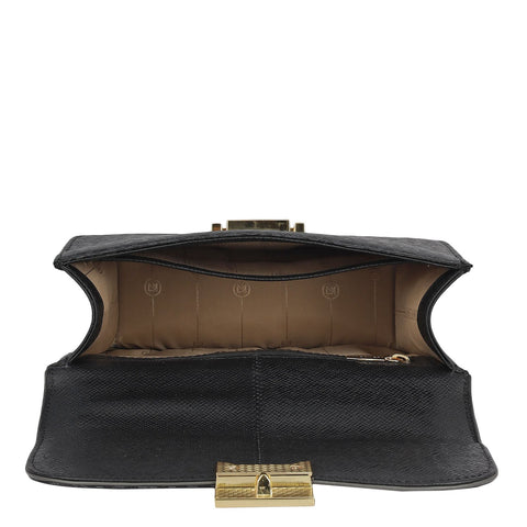 Small Monogram Leather Shoulder Bag - Black