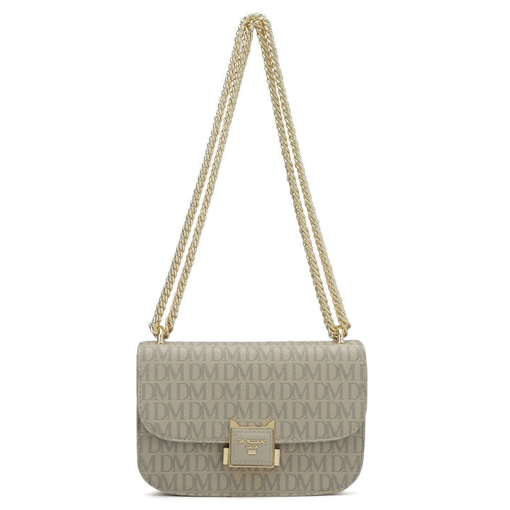 Small Monogram Leather Shoulder Bag - Chalk