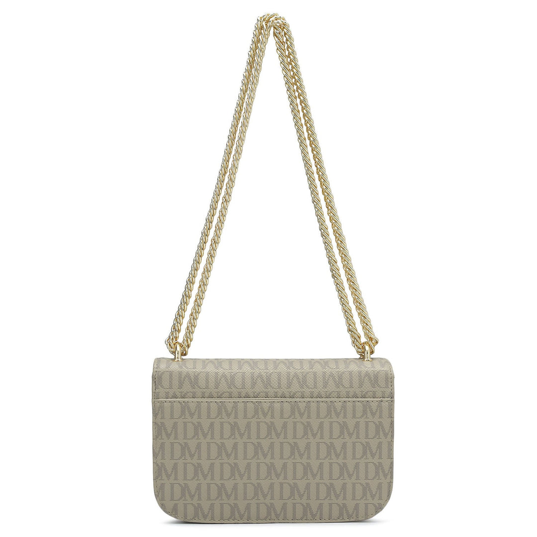 Small Monogram Leather Shoulder Bag - Chalk