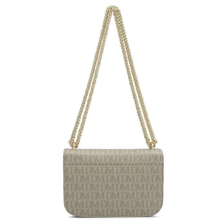 Small Monogram Leather Shoulder Bag - Chalk