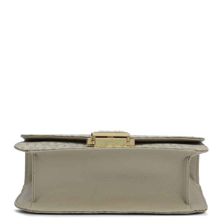 Small Monogram Leather Shoulder Bag - Chalk