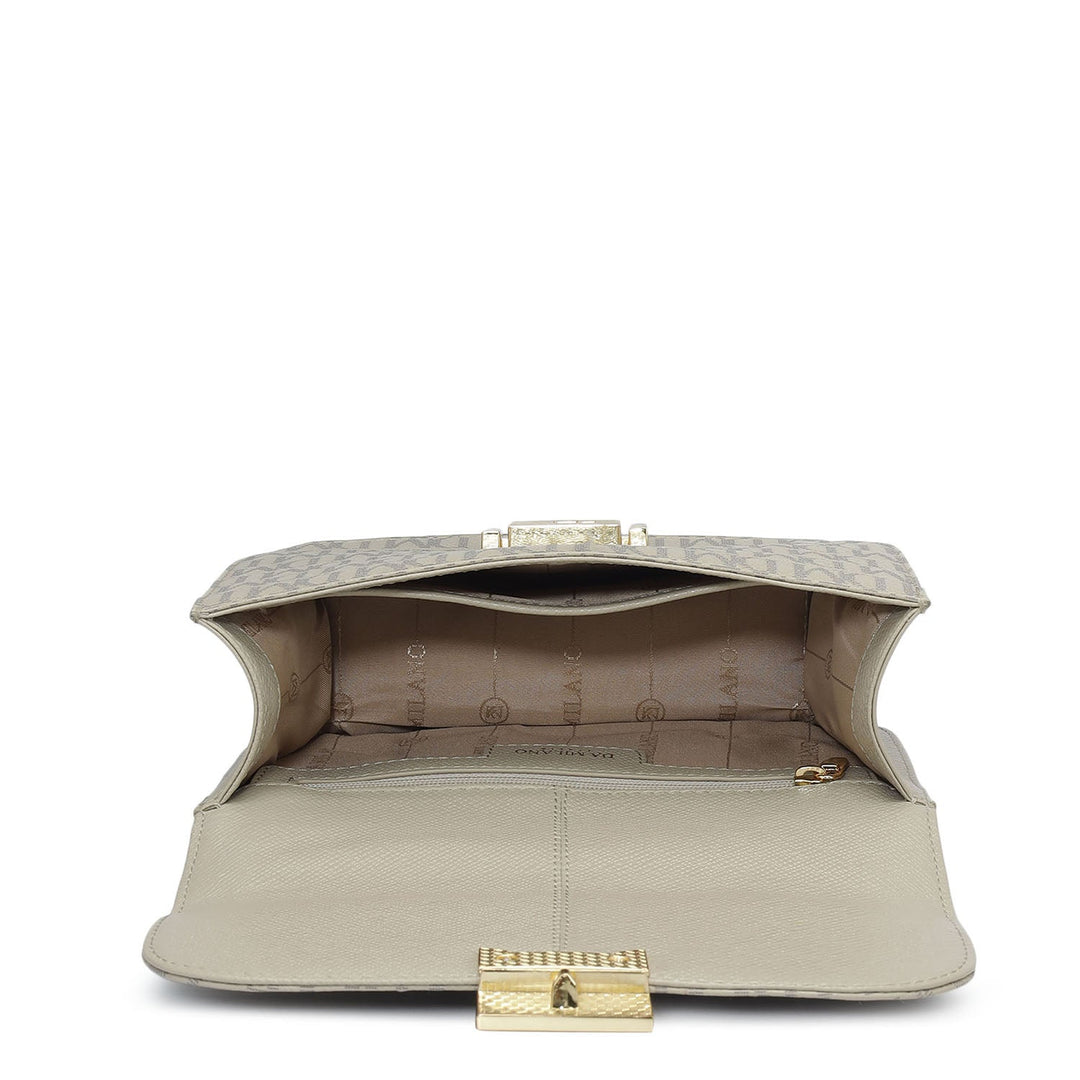 Small Monogram Leather Shoulder Bag - Chalk