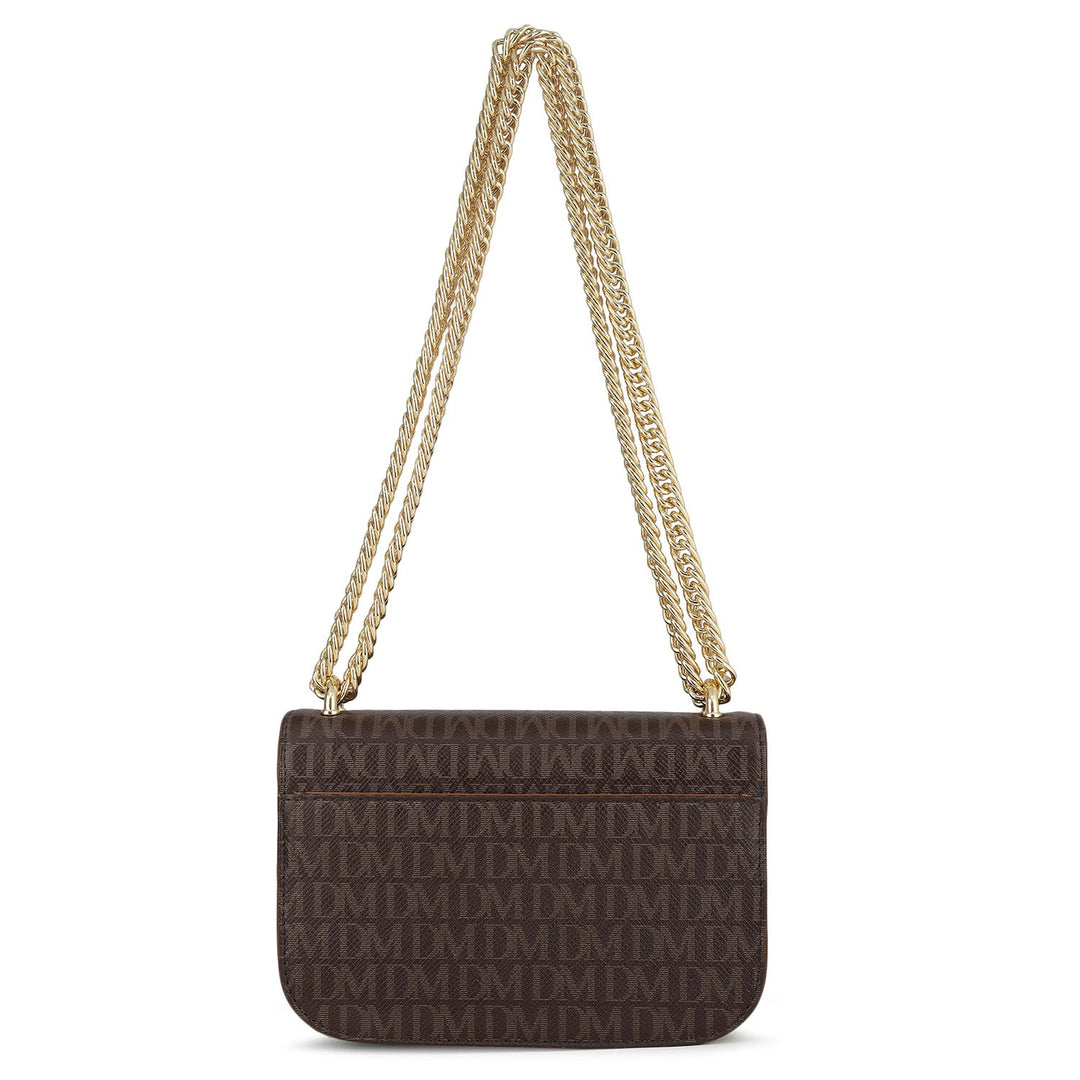 Small Monogram Leather Shoulder Bag - Chocolate