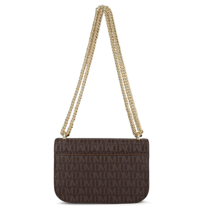 Small Monogram Leather Shoulder Bag - Chocolate