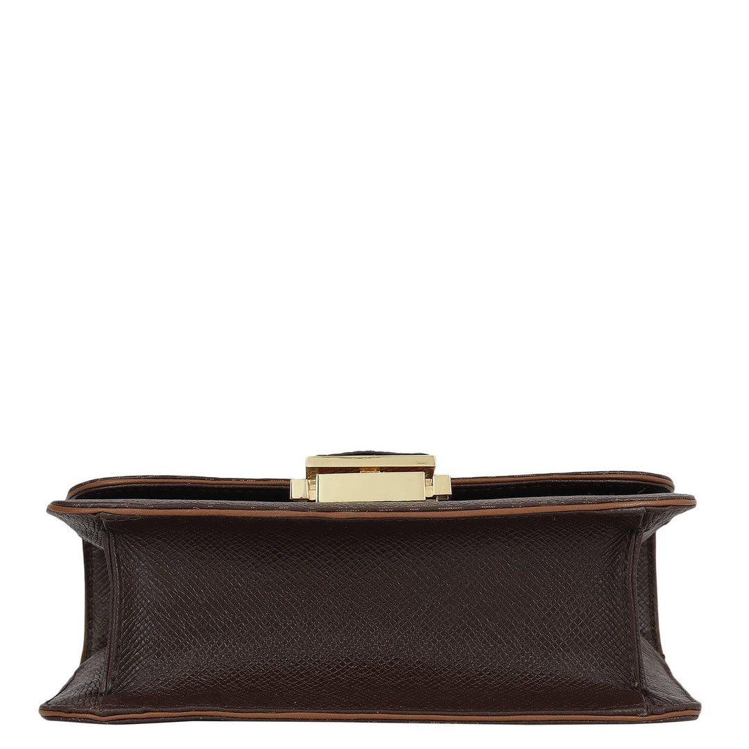 Small Monogram Leather Shoulder Bag - Chocolate