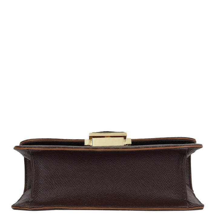 Small Monogram Leather Shoulder Bag - Chocolate