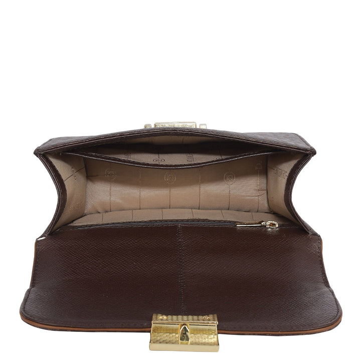 Small Monogram Leather Shoulder Bag - Chocolate