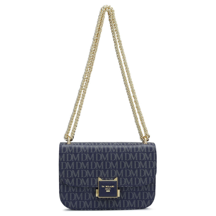 Small Monogram Leather Shoulder Bag - Ink Blue