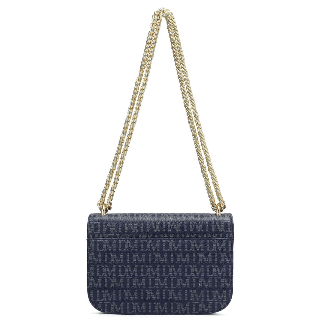 Small Monogram Leather Shoulder Bag - Ink Blue