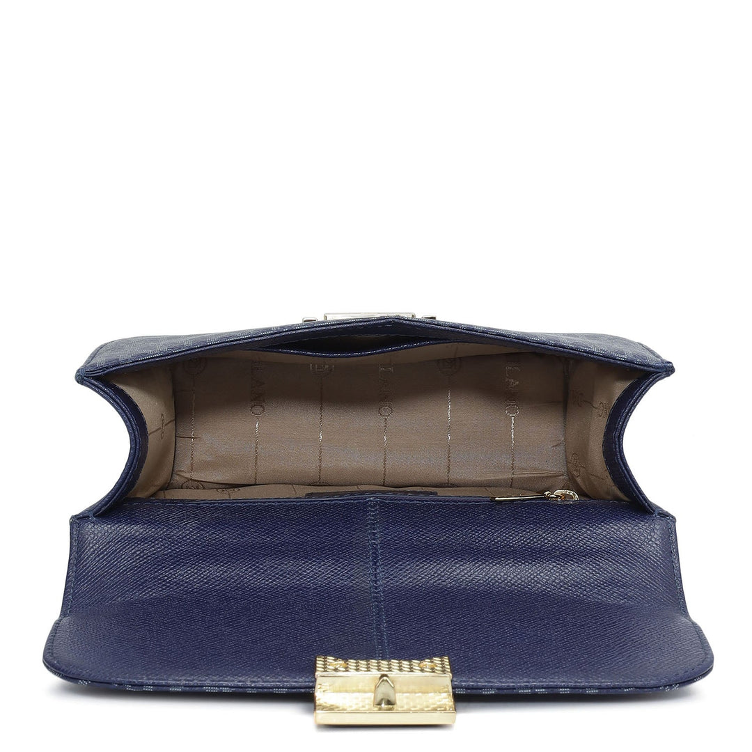 Small Monogram Leather Shoulder Bag - Ink Blue