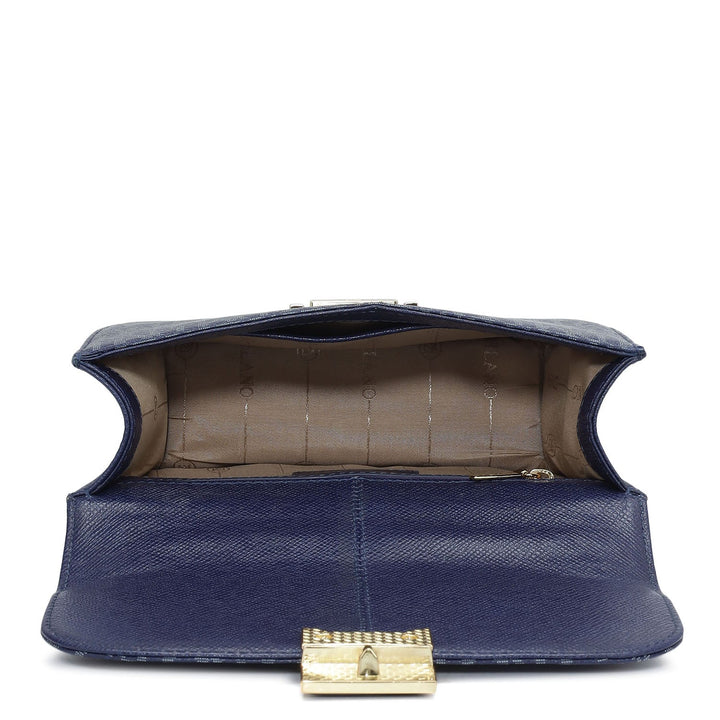 Small Monogram Leather Shoulder Bag - Ink Blue