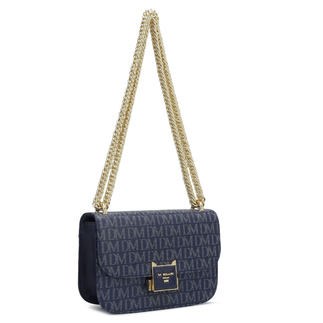Small Monogram Leather Shoulder Bag - Ink Blue