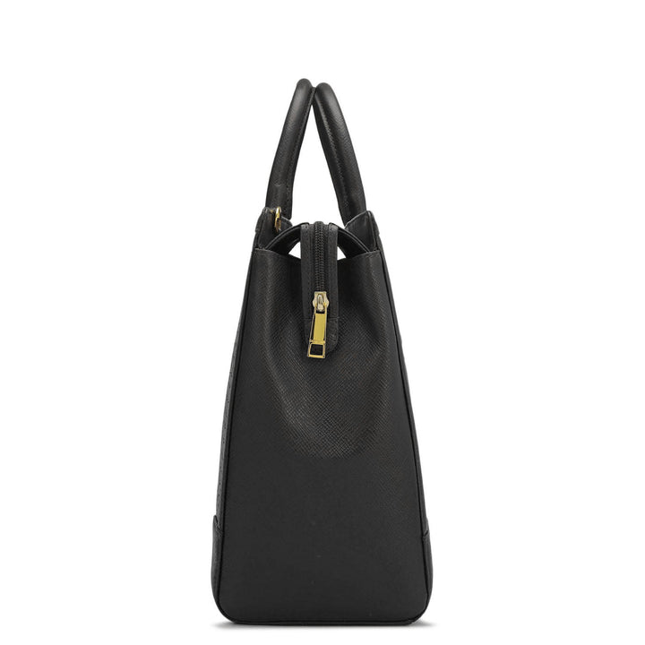 Large Croco Franzy Leather Satchel - Black