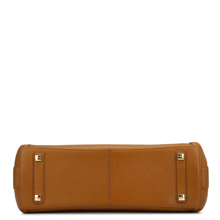 Medium Wax Leather Hobo - Caramel