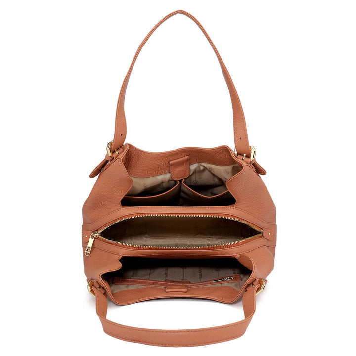 Medium Wax Leather Hobo - Terracotta