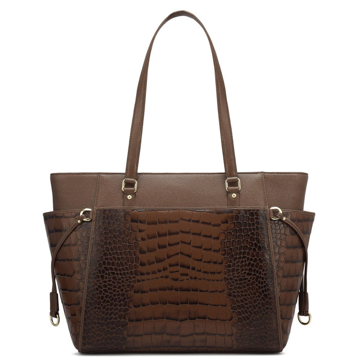 Medium Croco Franzy Leather Shoulder Bag - Date