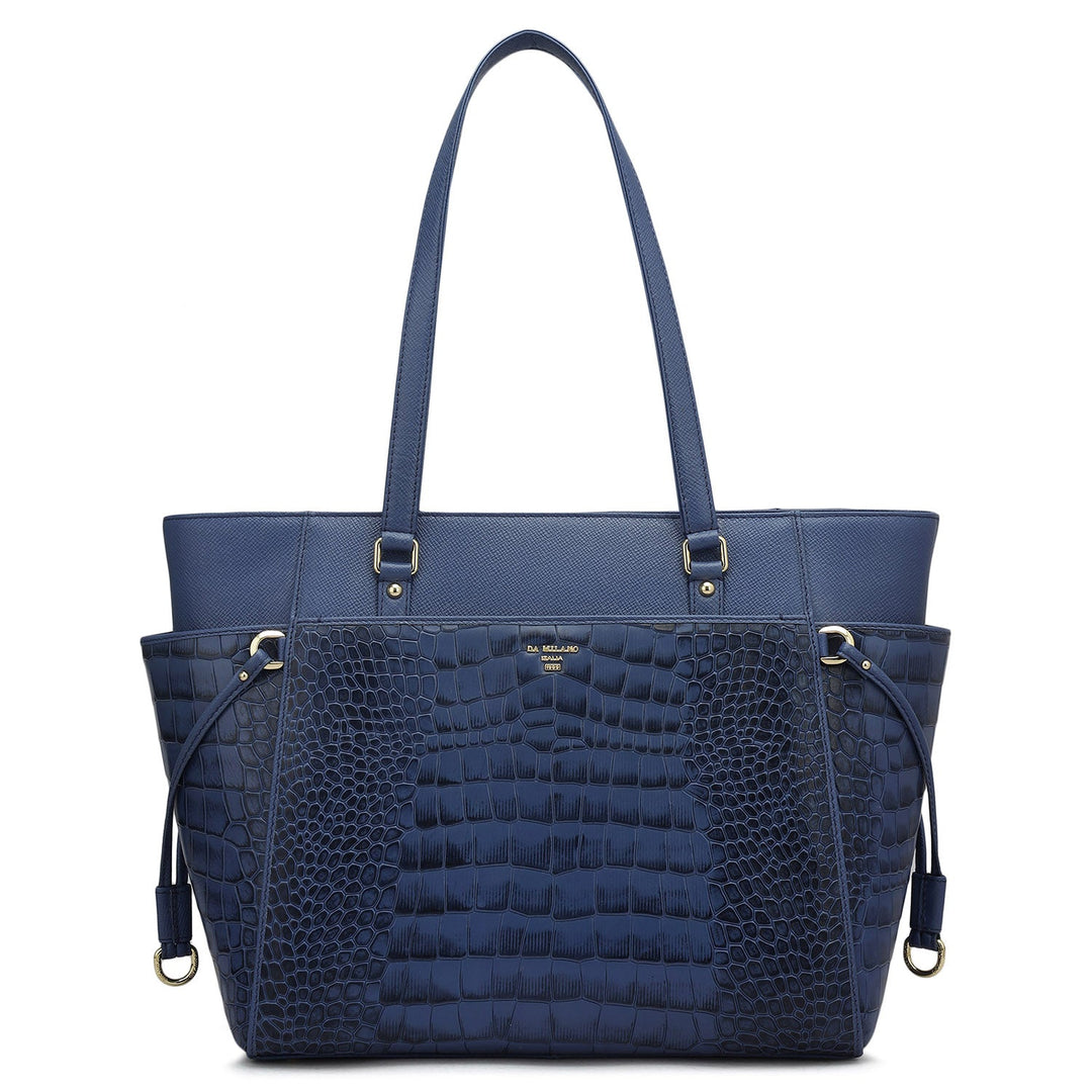 Medium Croco Franzy Leather Shoulder Bag - Stardust