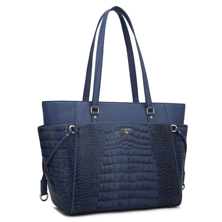 Medium Croco Franzy Leather Shoulder Bag - Stardust