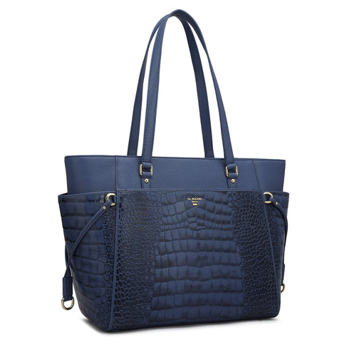 Medium Croco Franzy Leather Shoulder Bag - Stardust