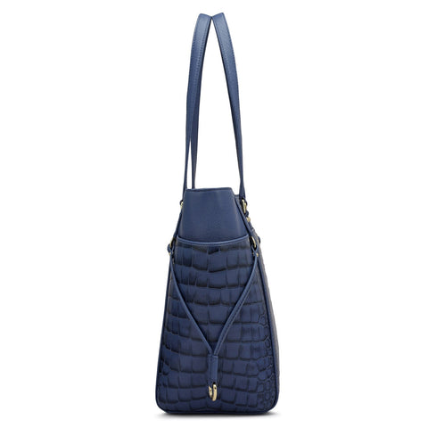 Medium Croco Franzy Leather Shoulder Bag - Stardust